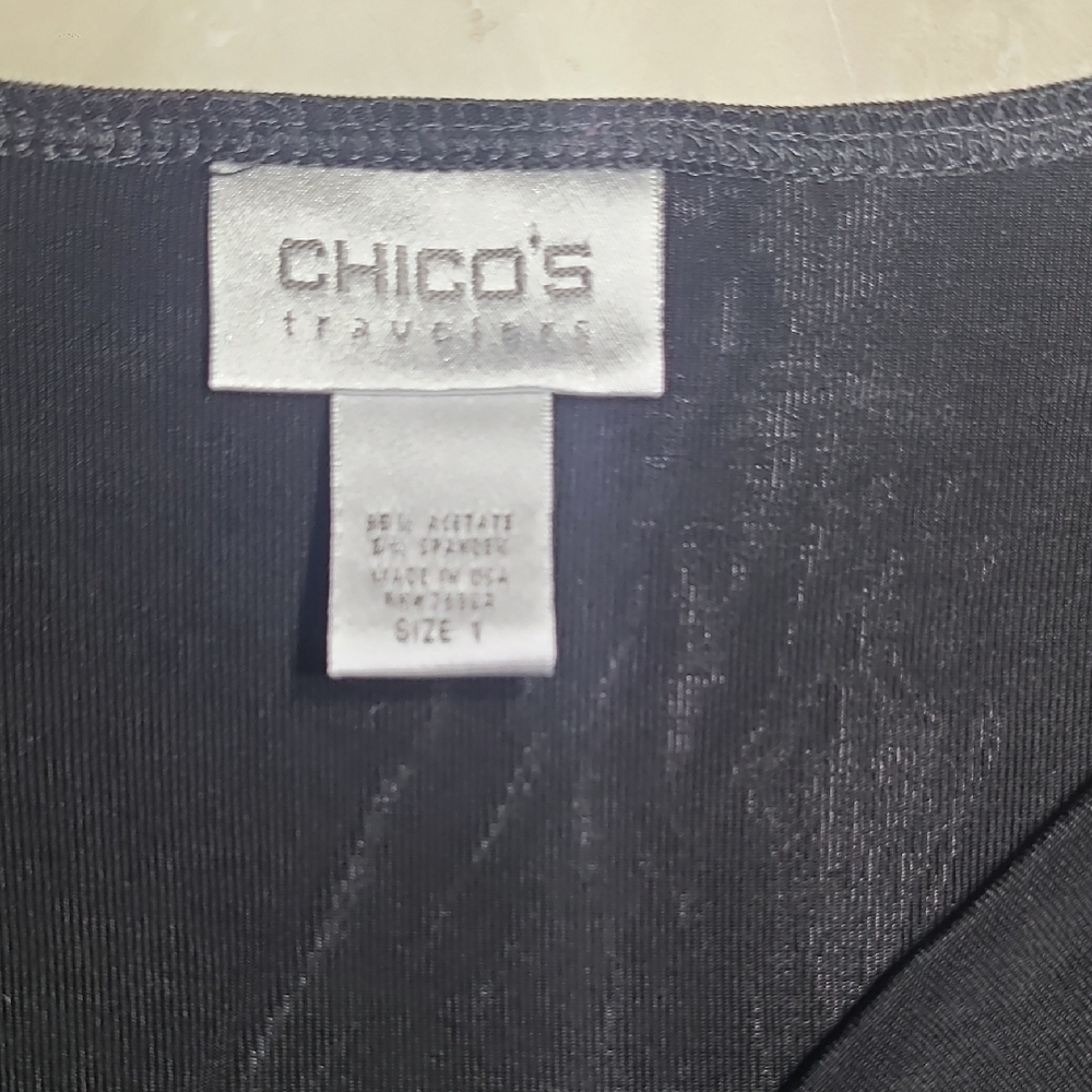 Chico's Traveler Elegant Black Cowl Neck Top - Picture 3 of 9